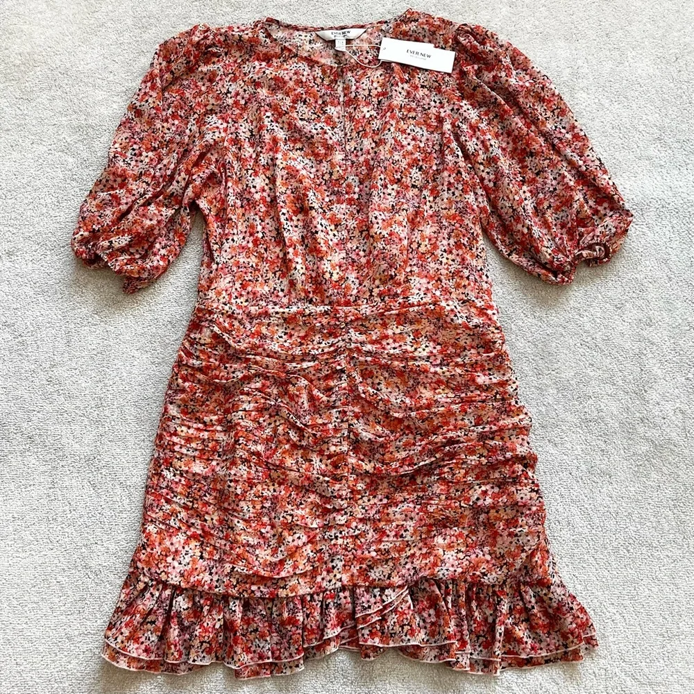 EVER NEW NWT Kylie Ruched Mini Dress Floral Romantic Dainty Feminine Pretty - Picture 9 of 9